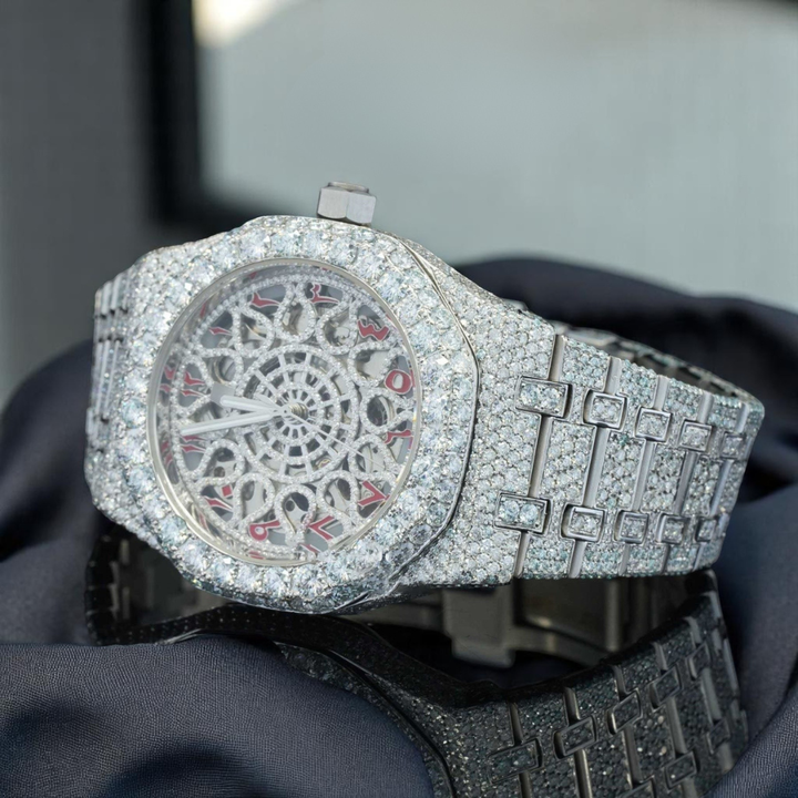 นาฬิกา Moissanite สแตนเลสสำหรับผู้ชายเครื่องประดับเพชรที่กำหนดเองขายส่ง