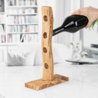 Support de bouteille artisanal haut de gamme en bois d'olivier tunisien éco-responsable, sculpté, pour la maison et la cuisine, style rustique