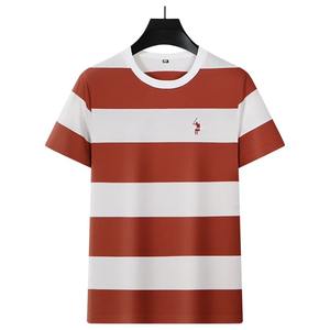 Camiseta de Verano para Hombre, Nueva, con Rayas Tejidas de Colores, Manga Corta, Transpirable, Fresca, Informal, Cómoda, Estilo Top - Product Image 1