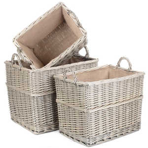 Rectangular Hessian Lined <b>Wicker</b> <b>Log</b> Storage <b>Basket</b> - Product Image 2