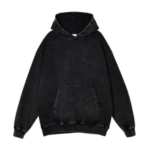 Alta calidad Streetwear Vintage Hoodie Hombres Blank Washed Pullover Sudaderas Unisex Impresión personalizada Bordado Logo Hoodies - Product Image 6