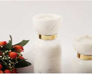 Luxury White Marble <b>Candle</b> <b>Holder</b> with <b>Gold</b> Accent Handmade Modern Pillar <b>Candle</b> Stand for Home Decor, Wedding & Gifting - Product Image 4