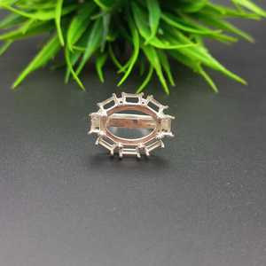 Base de Anillo Ovalada de Plata de Ley 925 de Alta Calidad, 8x10 mm, para Joyería DIY, Suministros de Joyería al por Mayor, Base de Anillo para Piedras Preciosas - Product Image 3