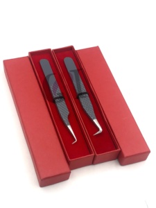 Pince à épiler professionnelle GETUP BROSONS IMPEX en acier inoxydable pour extensions de cils, à 90 degrés, revêtement gris, anti-magnétique - Product Image 3
