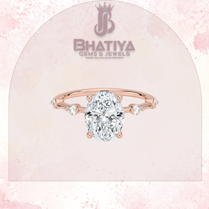 Bague en diamant de laboratoire taille ovale, bande à bulles, plaquée or 18 carats, bague de fiançailles en moissanite, vente en gros personnalisée, bijoux fins, cadeau de mariage - Product Image 3