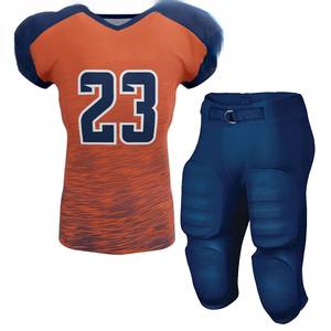 Ensemble d'uniformes de football américain personnalisé, maillot et pantalon orange marine, équipement de protection, vêtements de sport d'équipe, numéro personnalisé, tenue de match - Product Image 1