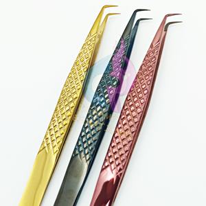 Pince à cils professionnelle et durable antimagnétique à pointe en fibre d'acier inoxydable avec logo personnalisé Pince à épiler en forme de L à prise parfaite de précision - Product Image 4