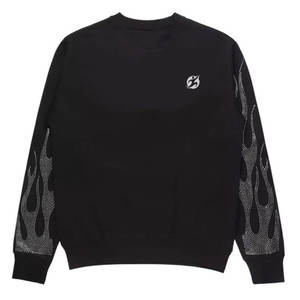 Sweat-shirt en molleton de coton à manches longues uni pour homme avec strass mignon et logo personnalisé Fabriqué au Pakistan - Product Image 1