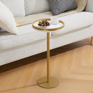 Table d'appoint ronde en métal et pierre de marbre de style moderne Table d'appoint sur pied pour le salon et les petits espaces - Product Image 6