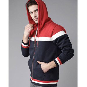 Sudadera con capucha para hombre, con paneles de color en contraste, 100% algodón, con cremallera, logotipo personalizado, OEM, estilo urbano, para invierno, al por mayor - Product Image 4