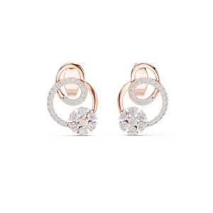 ต่างหูเพชรทรงหยดน้ำทรงกลมสีโรสโกลด์ 14K สำหรับผู้หญิง |   ชุดทำงาน |   เพชรที่เพาะเลี้ยงใหม่ - Product Image 1