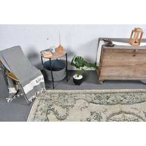 Tapis turc vintage grande surface 5.2x8.6 pieds Beige vert laine Latex support Patchwork pour adolescents Tabriz Rectangle couloir - Product Image 3