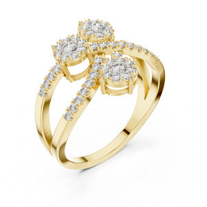 แหวนเพชรทรงกลมทองคำขาว 14K สำหรับผู้หญิง |   ชุดงานหมั้น งานแต่งงาน และงานเลี้ยง |   เครื่องประดับของขวัญ |   ชุบทอง - Product Image 4