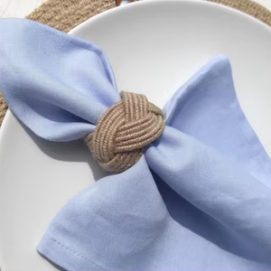 Anneaux de serviette en corde de jute naturelle Rond de serviette en corde rustique tressée - Product Image 1