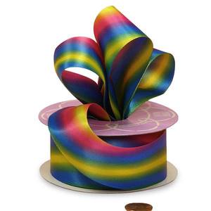 Royal Blue Iridescent Rainbow Ribbon Floral Satin Linen Polyester-for Birthday Halloween Gift Wrapping Floral Grosgrain Spool - Product Image 2