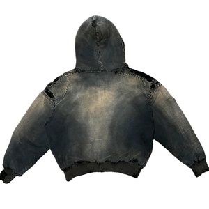 Sudaderas con capucha rasgadas de algodón 100% con lavado ácido personalizado para hombre, ropa de invierno, tela de lana, ropa superior transpirable - Product Image 2