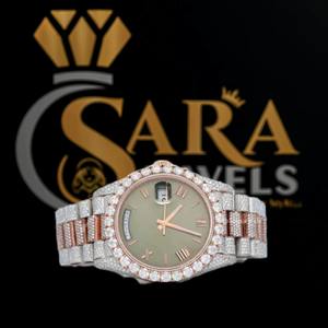 นาฬิกาผู้ชายหรูหราประดับเพชรโมอิสซาไนต์สีโรสโกลด์เต็มเรือน ยอดนิยมสำหรับแฟชั่นและงานปาร์ตี้ มีจำหน่ายในราคาที่ดีที่สุด - Product Image 4