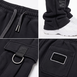 Women's Heavyweight 430GSM Cotton French Terry Cargo Joggers-High-Waist Loose Fit Rhinestone Graphic Streetwear Sweatpants - Product Image 4