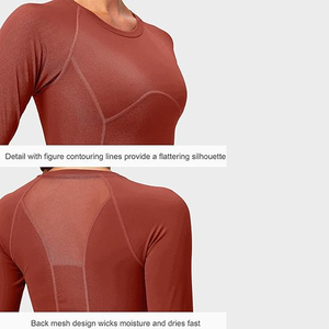 Vente en gros Haut court à manches longues pour femme-Spandex respirant/Nylon à séchage rapide anti-UV extensible dans les quatre sens pour les entraînements de yoga et de fitness - Product Image 3