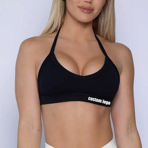 High Quality Women's Gym Active Yoga Wear Breathable Spandex <b>Open</b> Back Sport <b>Bra</b> Front Halter Backless Strappy Padded Design - Product Image 4
