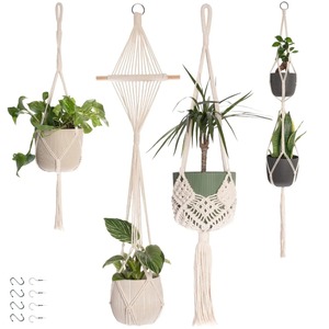 Offre Spéciale 4-Pack Macramé Plante Cintre Intérieur Extérieur Suspendus Jardinières Décoratives Maison Accessoires Élégant Boho Plante Titulaires - Product Image 6