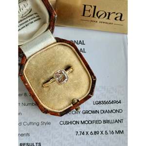 Bague en diamant champagne de laboratoire taille coussin 2,32 ct - Paiement final personnalisé - Product Image 1