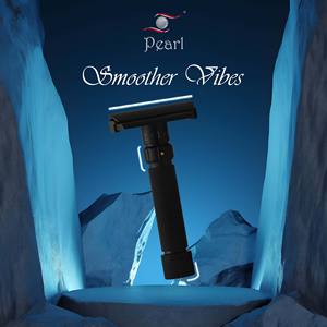 Mango de maquinilla de afeitar de metal de gran calidad Juego de maquinilla de afeitar de seguridad Flexi Black Edition reutilizable DE LA India - Product Image 2