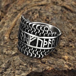 Anillos Retro de Acero Inoxidable yunnique para Hombre, Estilo Hip-Hop, con Letras Vikingas Personalizadas, Incrustaciones en Forma de Luna, Regalo - Product Image 3