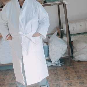 เสื้อคลุมอาบน้ำโรงแรมผ้าฝ้ายสีขาวพร้อมเทอร์รี่อบอุ่นเสื้อคลุมอาบน้ำผ้าฝ้ายใส่ได้ทุกเพศ - Product Image 4
