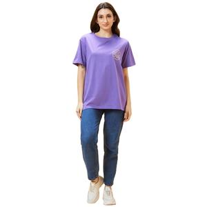 Camiseta estampada de ajuste relajado para mujer de algodón 100% para verano, camiseta informal transpirable a la moda para uso diario y ropa de calle - Product Image 3