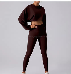 ชุดโยคะสองชิ้นสำหรับฟิตเนสยิมของผู้หญิงเลกกิ้งโยคะลายพื้นมีโลโก้เอวกลางสำหรับออกกำลังกายใน2025 - Product Image 6