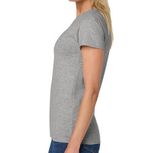 Camiseta deportiva gris de manga casquillo para mujer, ropa de mujer 100% de algodón pesado - Product Image 3