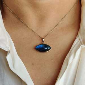 Colgante de oro 14K corte Marquesa labradorita natural 21x11mm joyería de oro de moda fina para mujer fabricación de joyería al por mayor - Product Image 1