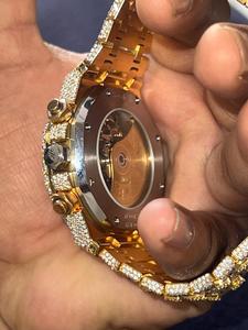 Reloj mecánico de lujo de 41mm para hombre, totalmente helado, tono rosa, estilo Hip Hop, moissanita, diamante, banda de acero inoxidable, mecánico de cristal - Product Image 6