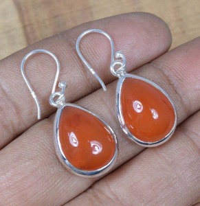 Pendientes colgantes de plata de ley sólida 925 clásicos para mujer, joyería colgante de piedras preciosas de cornalina para fiesta, accesorios de moda - Product Image 5