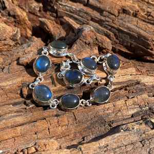 Blue Flash Labradorite <b>Bracelet</b> 925 Sterling Silver <b>Adjustable</b> Gemstone Handmade Unique Fashion Jewelry Gift For Women <b>Men</b> - Product Image 4
