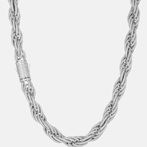 Collar de Cadena de Eslabones Trenzados Triple, Estilo Cuerda Helada, con Corte Moissanite de Lujo, de Latón, para Regalo - Product Image 1