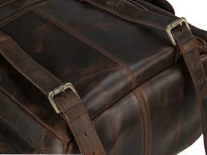 Sac à dos vintage grand format en cuir véritable brun vieilli, écologique, léger, multi-poches, durable - Product Image 5