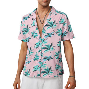 Ropa de Playa Hawaiana de Verano al por Mayor, de Alta Calidad, Transpirable, Tejida, de Doble Botonadura, Manga Corta, Cuello en V, Secado Rápido y Ecológica - Product Image 2