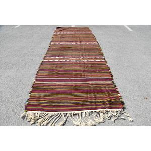 4.7x13.5 ft Turkish Vintage Rug, <b>Runner</b> Rug, Kilim <b>Red</b> Wool Rug - Product Image 1