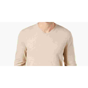 Polo da uomo Alfani Big & Tall beige in maglia di seta traspirante ricamata a tinta unita scura, a maniche corte o lunghe - Product Image 2