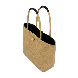 Bolsas de playa de algas marinas de estilo vintage con patrón de algodón a rayas hecho en Vietnam y forro con dos asas para ir de compras - Product Image 1