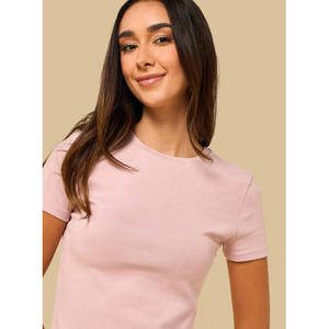 <b>Women's</b> <b>Plain</b> Fitted <b>T</b>-<b>Shirt</b> Regular Fit Short Sleeve Crew Neck Basic Casual Tee 100% Cotton Quick Dry OEM Custom Logo Wholesale - Product Image 6