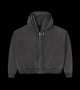 Sweat à capuche zippé personnalisé uni 450 g/m² avec bloc de couleurs Triple Jackets Vintage Acid Wash Zip Hoodies - Product Image 6