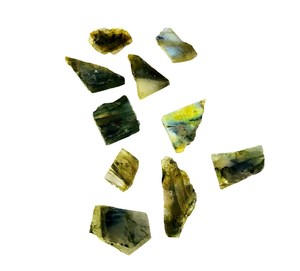 10 pièces Flashy Labradorite Slice Cabochon Set! Pierres précieuses multiformes polies 64 carats pour la fabrication de bijoux - Product Image 1