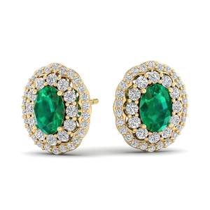 Boucles d'oreilles à visser en argent sterling 925 de haute qualité REYES pour femmes, pierre précieuse émeraude de 1,5 carat, coupe ovale, bijoux - Product Image 6