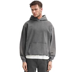 Sweats à capuche surdimensionnés délavés à l'acide à prix de gros sweat à capuche en coton mélangé gris pour les couples - Product Image 1