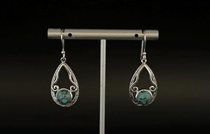 Boucles d'oreilles turquoise en cuivre en argent sterling 925, bijoux en pierres précieuses faits à la main, cadeau pour elle, pierre naturelle - Product Image 5