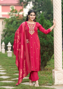 Dhwaja Export Premium Viscose Lourde simmar Salwar Kameez Top Full Inner Dupatta Jacquard Banarasi - Product Image 4