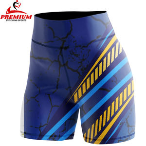 Shorts cyclistes taille haute personnalisables pour femmes, leggings tricotés respirants pour le yoga décontracté, shorts de sport d'été pour équipes - Product Image 1